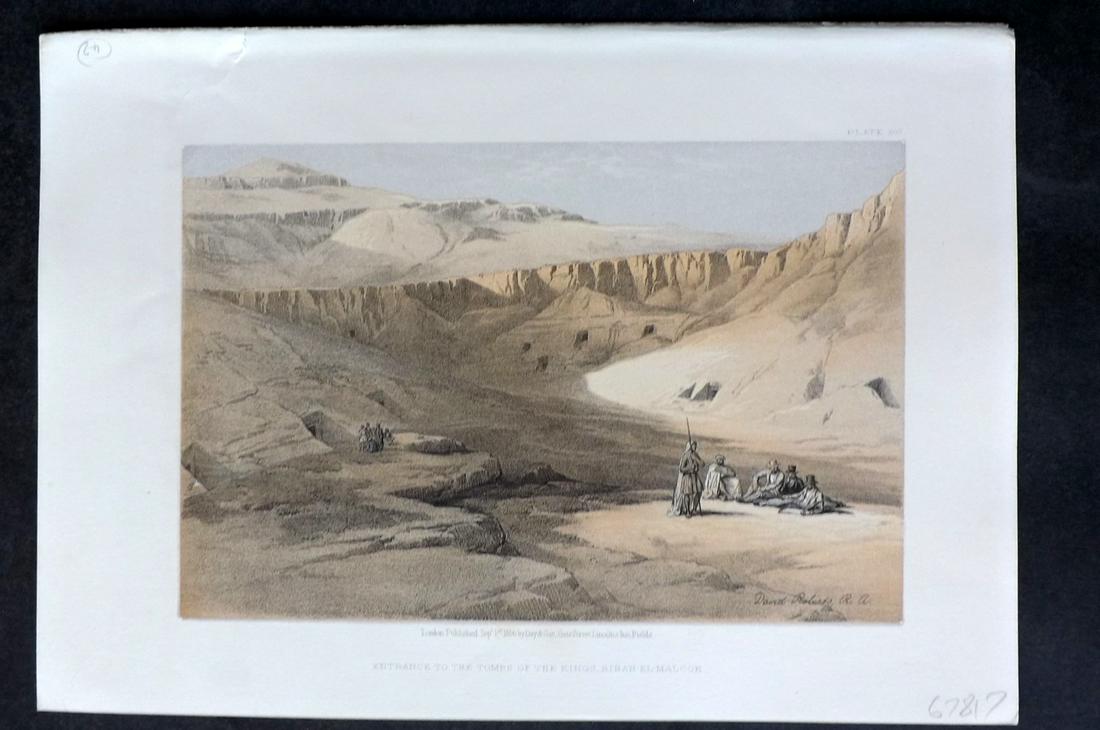 Roberts, David 1856 Print. Entrance Tombs of the Kings: Lithograph Published 1855-6 by Day & Son, London for "The Holy Land, Syria, Idumea, Arabia, Egypt & Nubia" Second Edition (First Quarto Edition) by David Roberts. Paper Size: 11.5 x 8 inch (29 x 20cm)