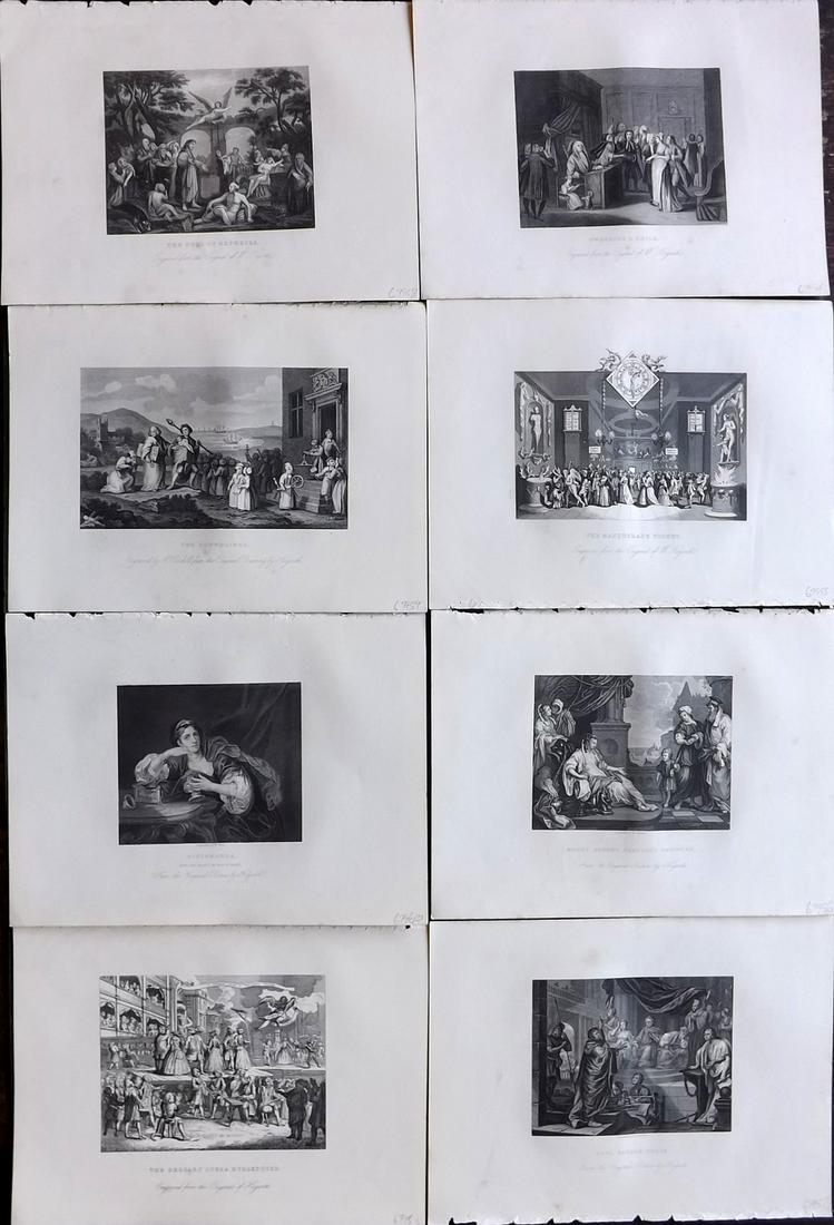Hogarth, William C1870 Lot of 8 Satire etc Prints: Steel Engravings Published C1870, London for "The Complete Works of William Hogarth" by James Hannay, Rev. Trusler and E. F. Roberts. Paper Size: 12 x 8.5 inch (30 x 22cm) Good Condition