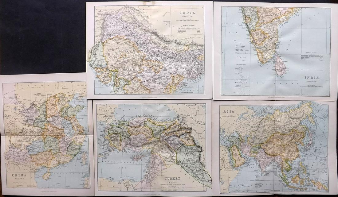 Nat. Encyclo. C1875 Lot of 5 Maps - Asia (1 of 2)