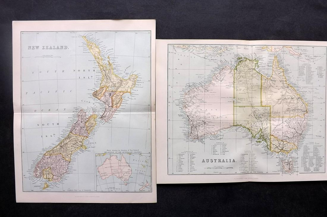 Nat. Encyclo. C1875 Pair Maps. Australia & New Zealand (1 of 2)