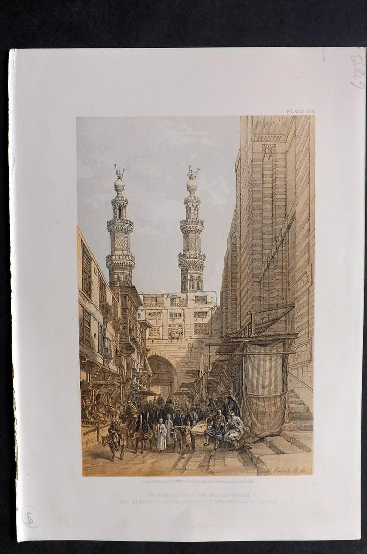 Roberts, David 1856 Print. Bab Zuweyleh 218: Lithograph Published 1855-6 by Day & Son, London for "The Holy Land, Syria, Idumea, Arabia, Egypt & Nubia" Second Edition (First Quarto Edition) by David Roberts. Paper Size: 11.5 x 8 inch (29 x 20cm)
