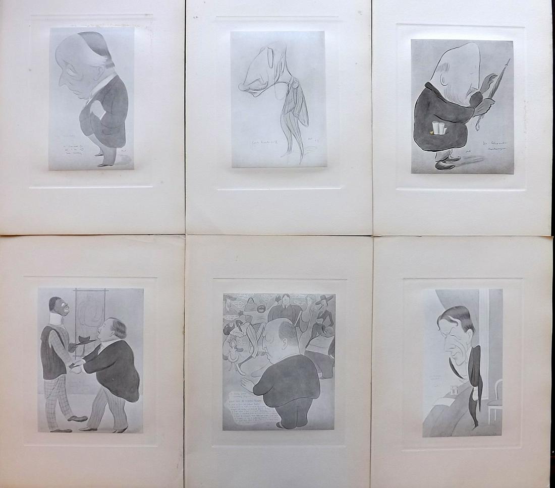 Beerbohm, Max 1907 Lot of 6 Folio Caricatures: Folio Lithographs Published 1907, London for "A Book of Caricatures" by Max Beerbohm. On heavy paper. Paper Size: 15 x 10.5 inch (38 x 27cm) Minor margin tone spotting. Good Condition