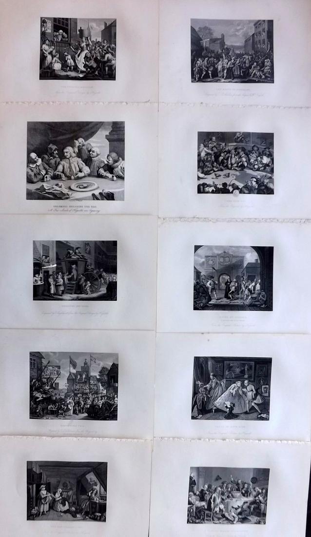 Hogarth, William C1870 Lot of 10 Satire etc Prints (1 of 2)
