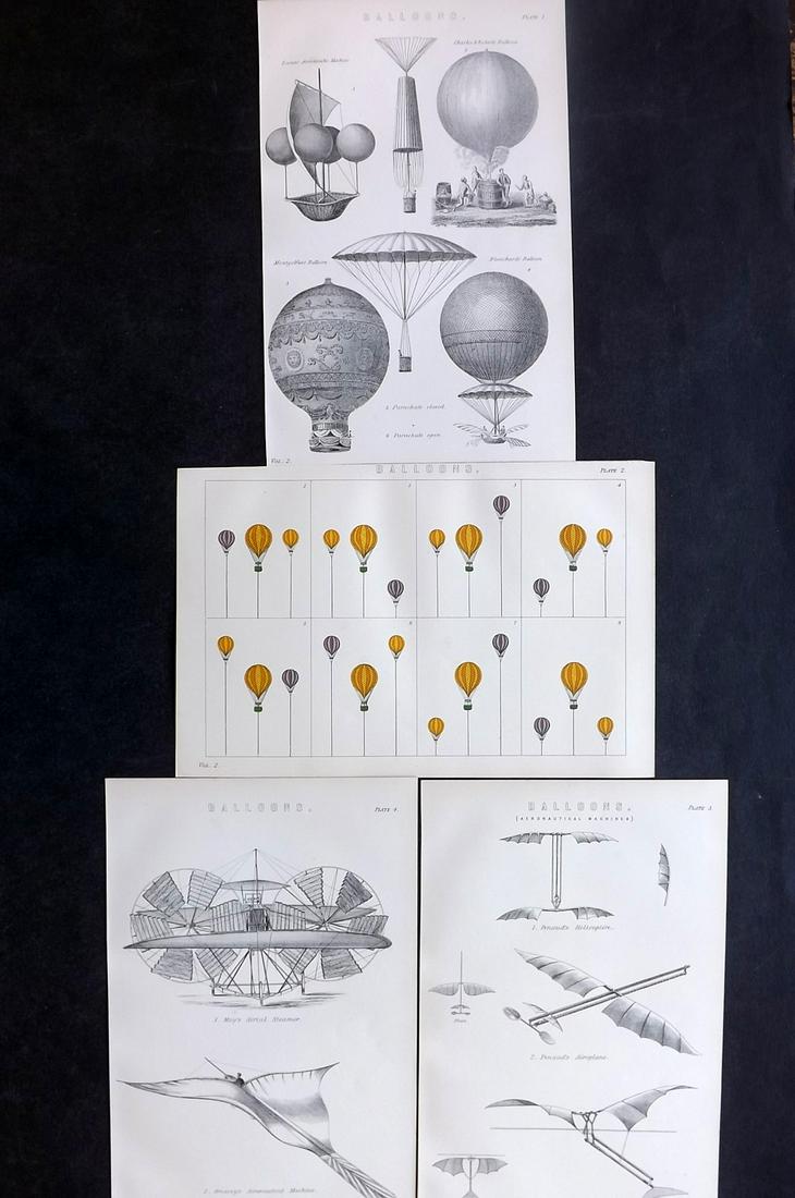 National Encyclopedia 1890's Lot 4 Prints. Balloons (1 of 2)