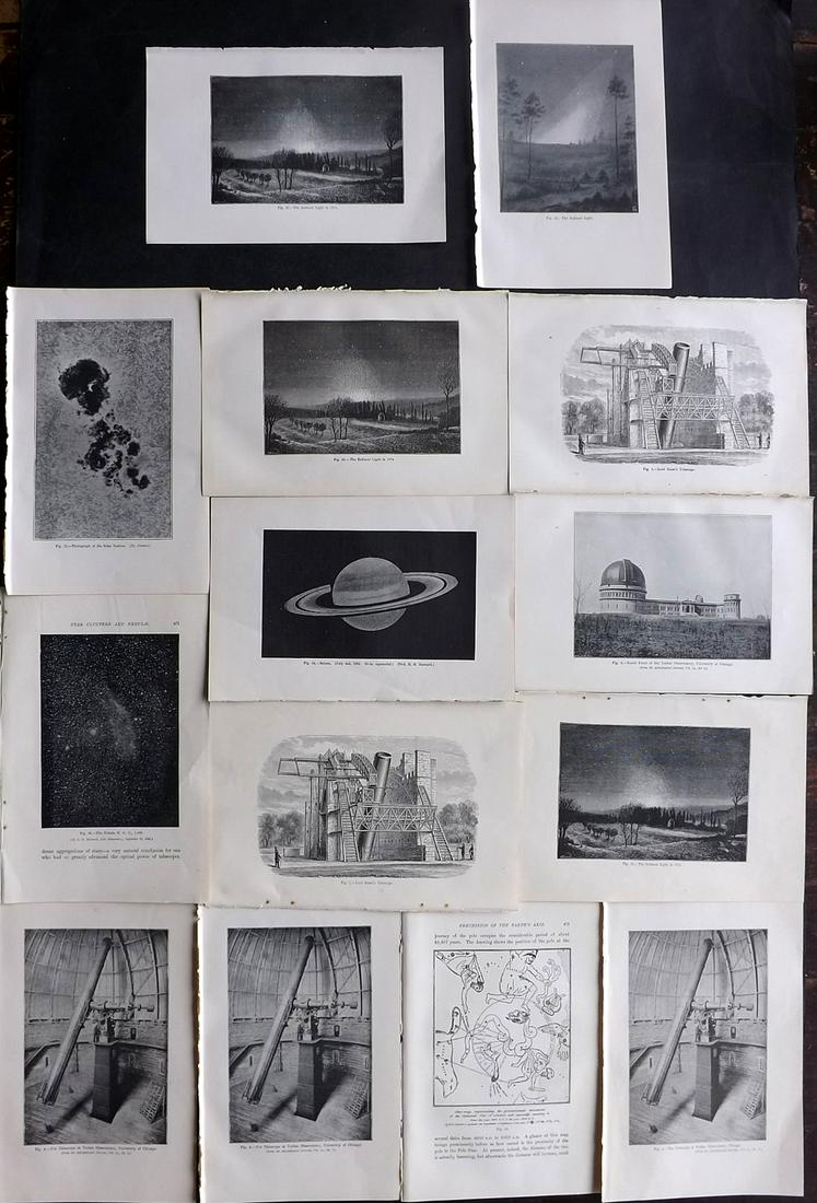 Ball, Robert C1900 Lot of 14 Astronomy Sheets Celestial: Wood Engravings & Photoengravings (With text on the reverse) Published C1890-C1910, London for "The Story of the Heavens" by Sir Robert Stawell Ball. Paper Size: 9 x 6 inch (23 x 15cm) Good Condition,