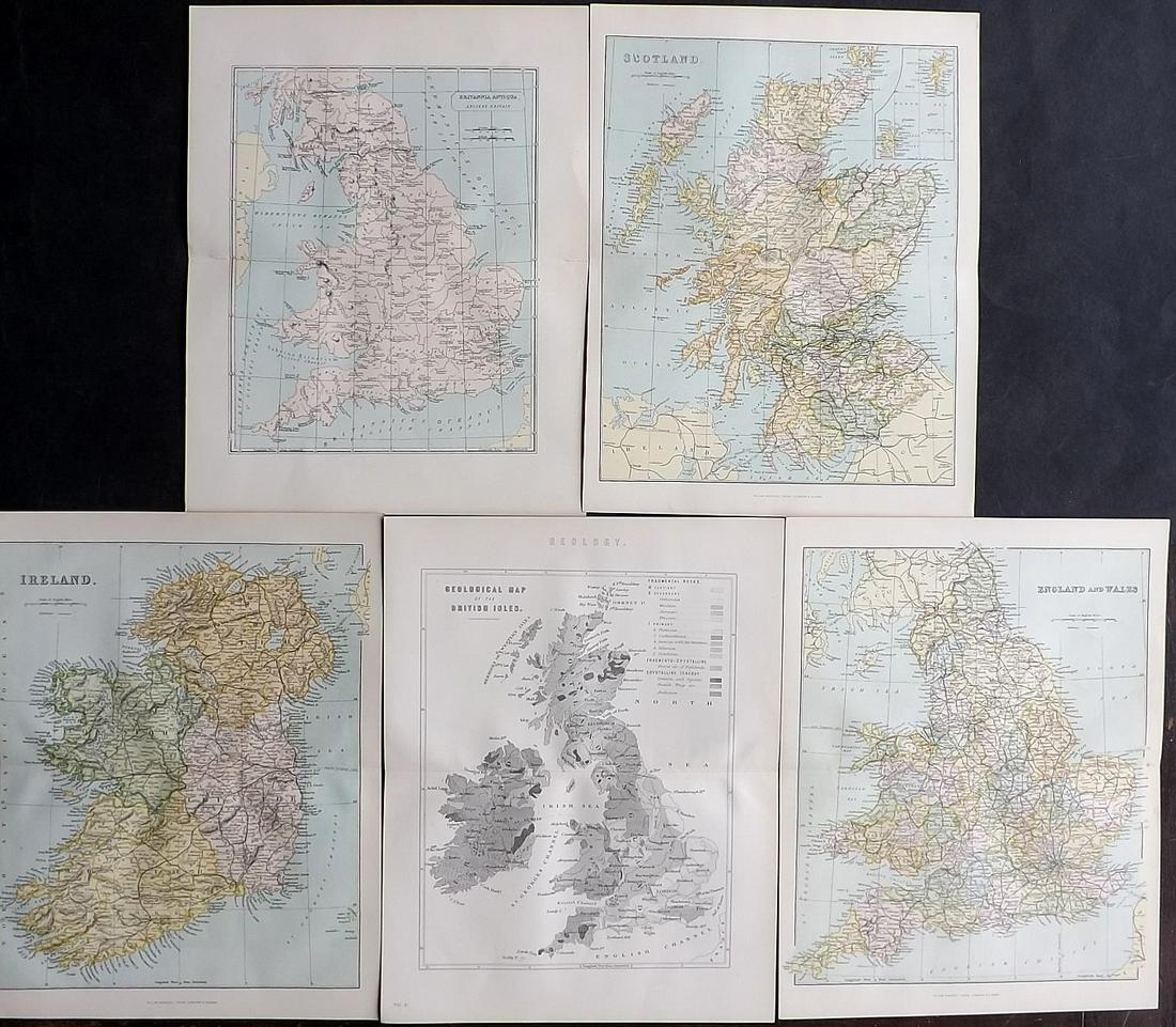 Nat. Encyclo. C1875 Lot of 5 Maps - UK & Ireland (1 of 2)