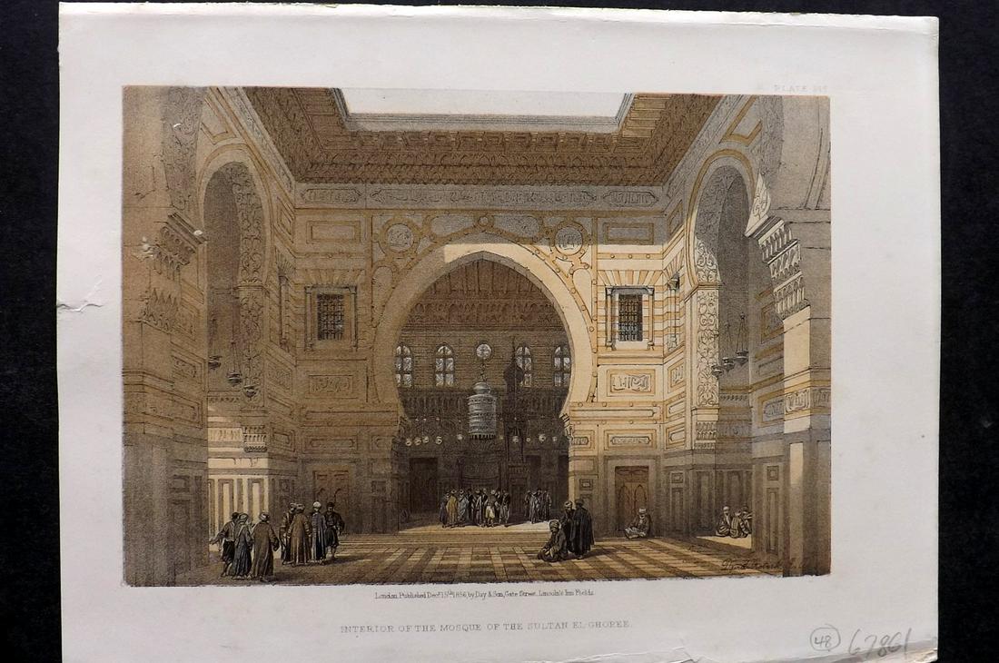 Roberts, David 1856 Print. Mosque Sultan El-Ghoree 248: Lithograph Published 1855-6 by Day & Son, London for "The Holy Land, Syria, Idumea, Arabia, Egypt & Nubia" Second Edition (First Quarto Edition) by David Roberts. Paper Size: 11.5 x 8 inch (29 x 20cm)