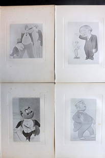 Beerbohm, Max 1907 Lot of 4 Folio Caricatures: Folio Lithographs Published 1907, London for "A Book of Caricatures" by Max Beerbohm. On heavy paper. Paper Size: 15 x 10.5 inch (38 x 27cm) Minor margin tone spotting. Good Condition