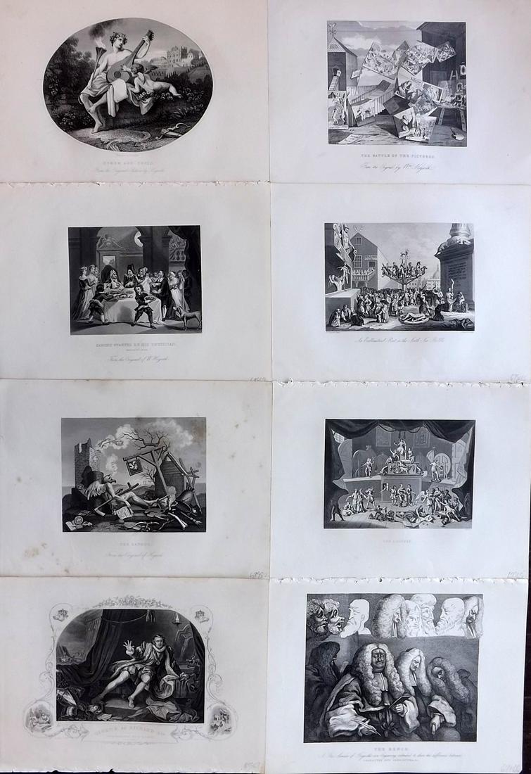 Hogarth, William C1870 Lot of 8 Satire etc Prints: Steel Engravings Published C1870, London for "The Complete Works of William Hogarth" by James Hannay, Rev. Trusler and E. F. Roberts. Paper Size: 12 x 8.5 inch (30 x 22cm) Good Condition