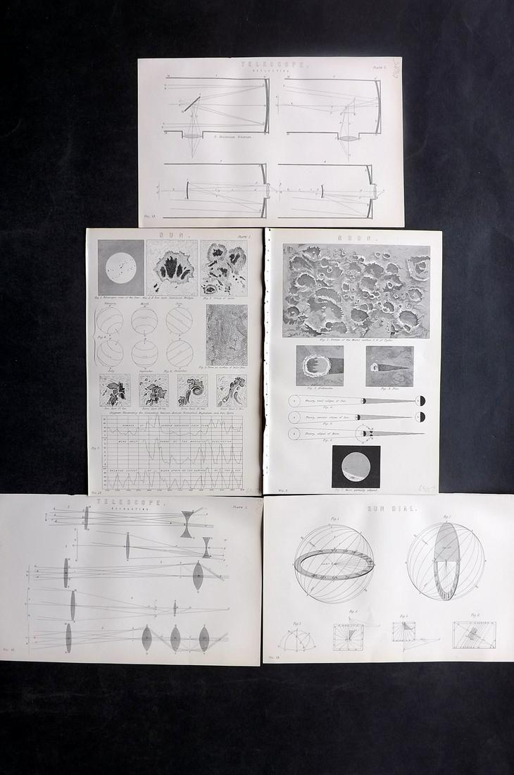 Nat. Encyclo. 1890's Lot of 5 Prints. Astronomy (1 of 2)