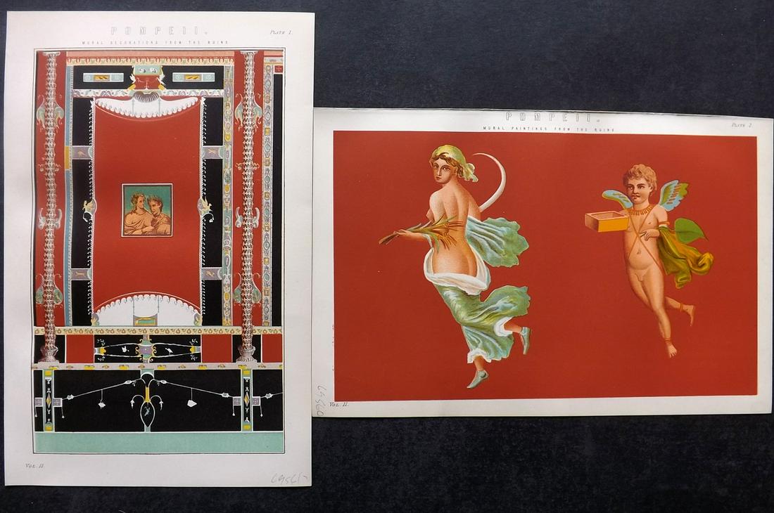 Nat. Encyclo. 1890's Pair of Prints. Pompei Murals (1 of 2)