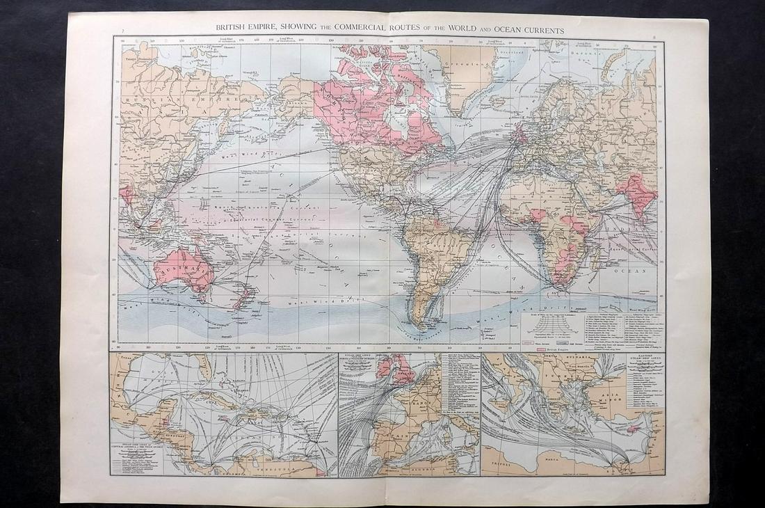 Times Atlas 1895 Antique Map. British Empire (1 of 2)