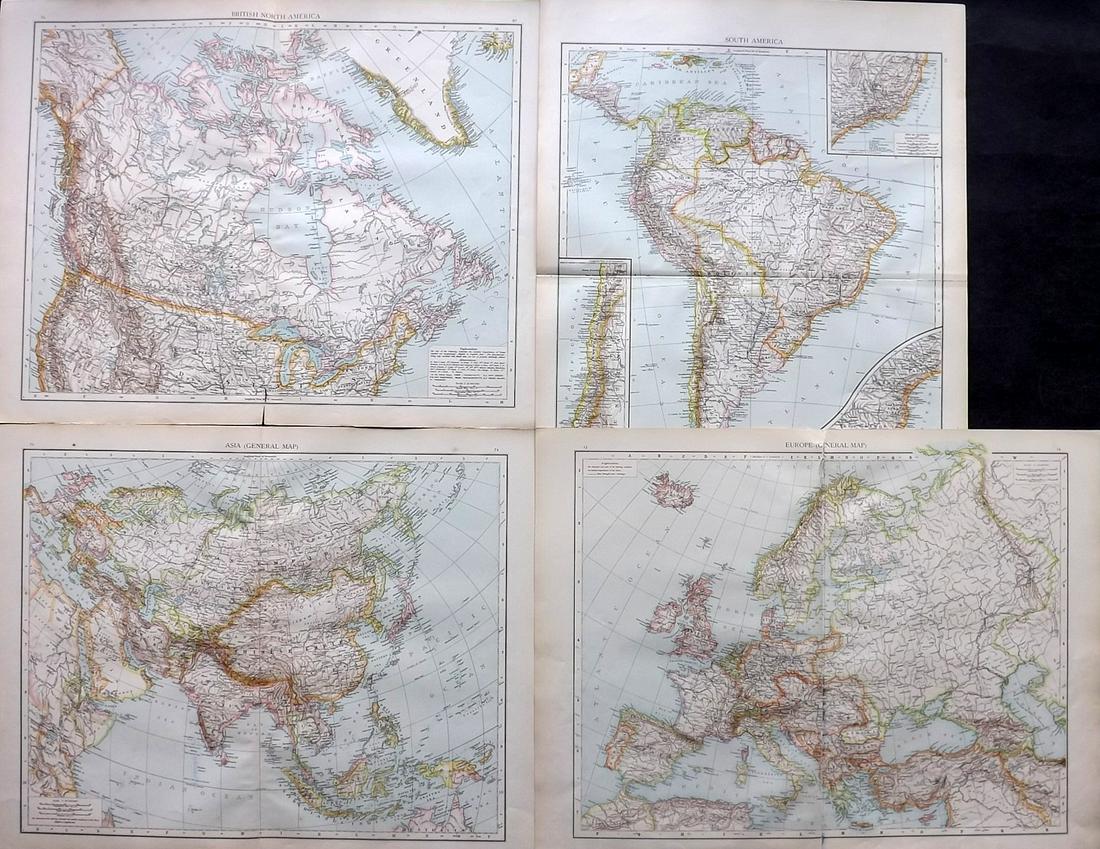 Times Atlas 1895 Lot of 4 Continents Maps (1 of 2)