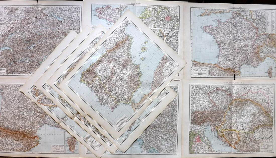 Times Atlas 1895 Mixed Lot of 10 Large Maps (1 of 2)