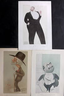 Vanity Fair Prints C1900 Lot of 3 by Max Beerbohm: Chromolithographs Published 1869-1914, London for "Vanity Fair" Paper Size: 15 x 10 inch (38 x 25cm) Good Condition