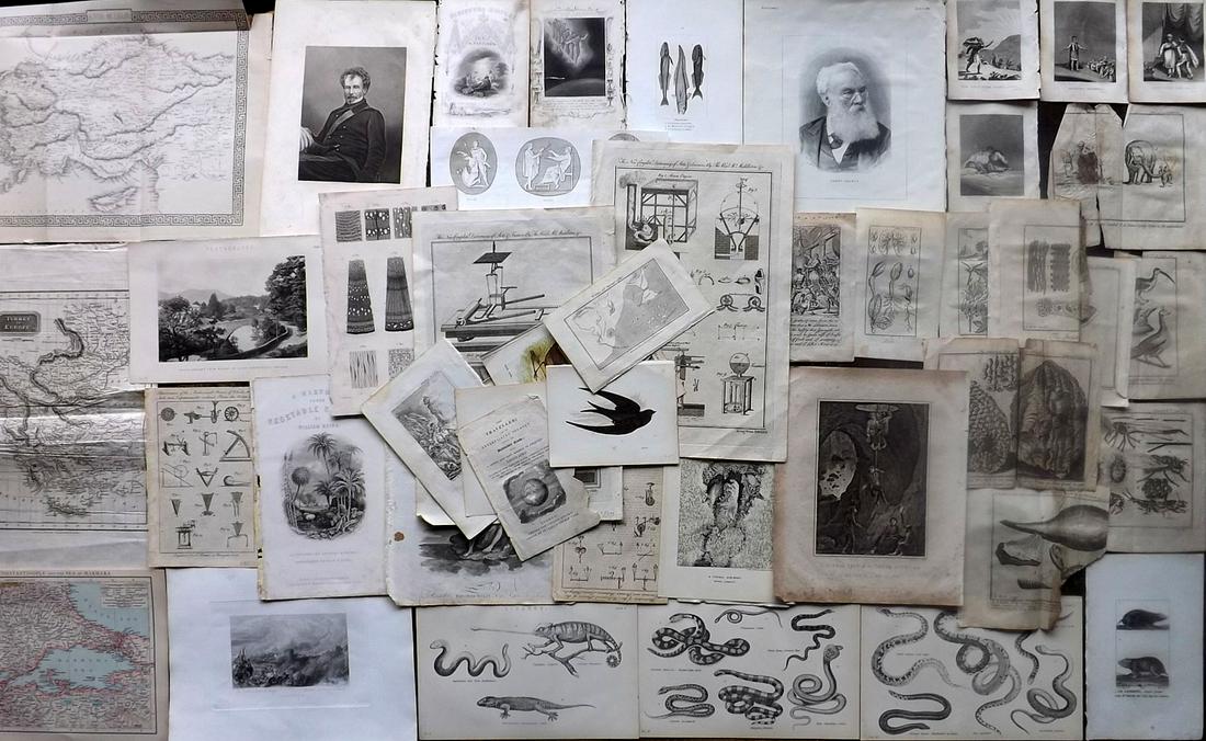 Mixed Prints 18th-19th Cent. Lot of 40 Prints (1 of 6)