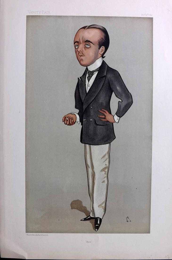 Vanity Fair Print 1897 Max Beerbohm, Artist: Chromolithograph Published 1869-1914, London for "Vanity Fair" Paper Size: 15 x 10 inch (38 x 25cm) Good Condition