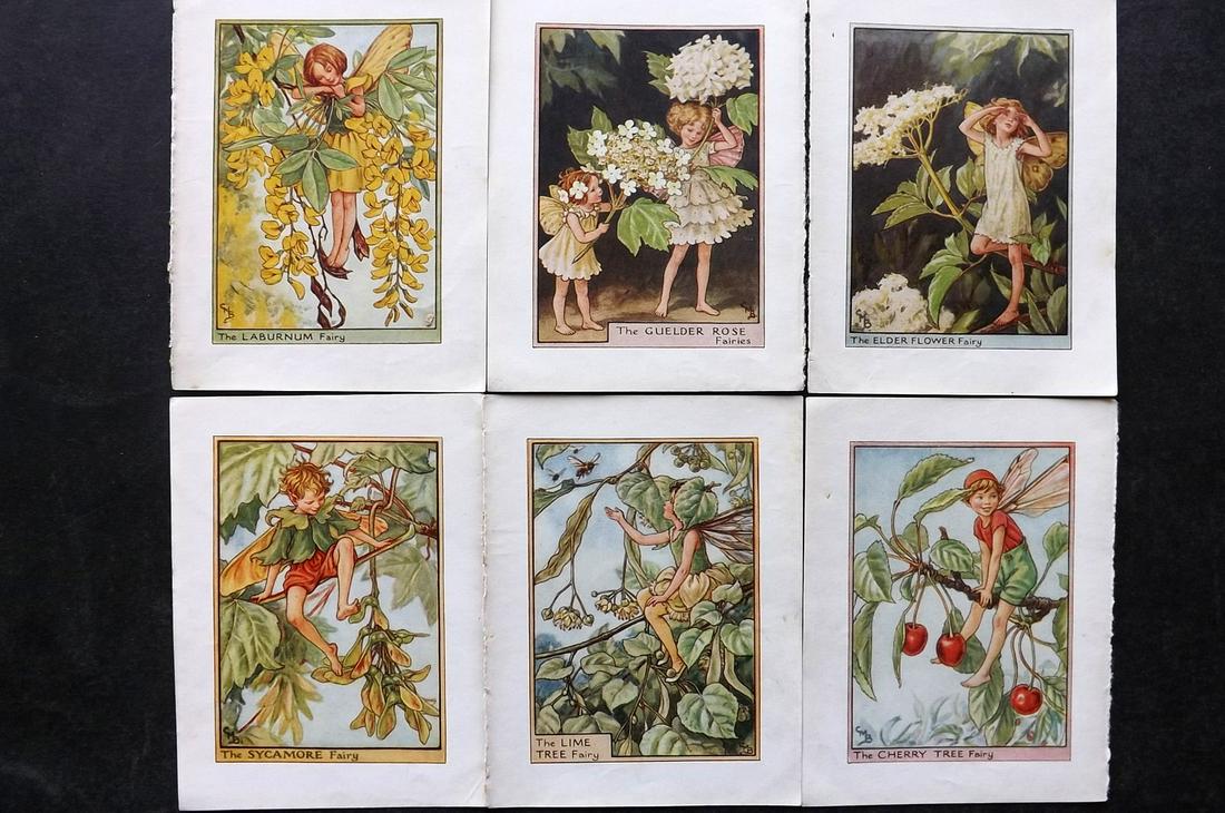 Barker, Cicely Mary C1940 Lot of 6 Flower-Fairy Prints: Lithographs Published C1935-45 by Blackie & Son, London & Glasgow for the "Flower-Fairies" Series by Cicely Mary Barker. Reverse side blank. Paper Size: 5.5 x 4 inch (14 x 10cm) Good Condition