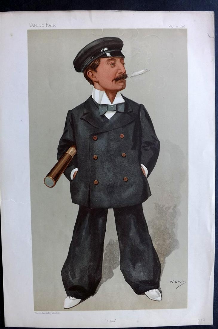 Vanity Fair Print 1896 Andrew Barclay Walker, Yachting: Chromolithograph Published 1869-1914, London for "Vanity Fair" Paper Size: 15 x 10 inch (38 x 25cm) Good Condition