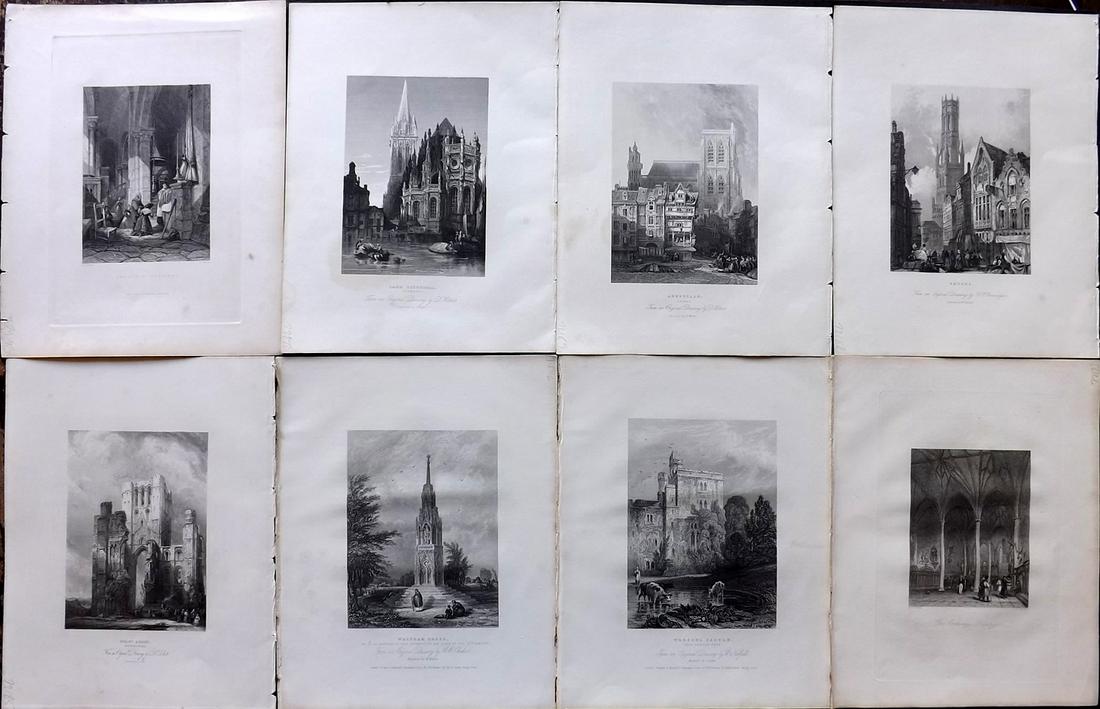 Europe 1837 Lot of 8 Views. Steel Engravings (1 of 2)