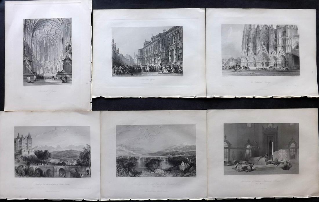 Europe 1848 Lot of 6 Antique Prints, Steel Engravings (1 of 2)