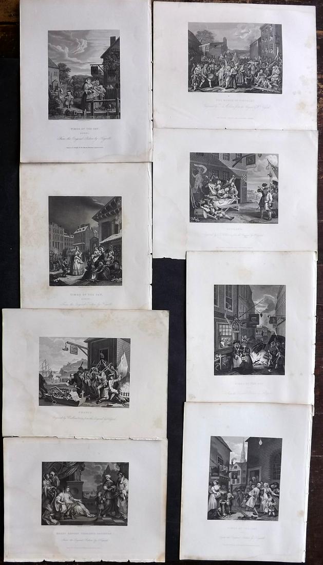 Hogarth, William C1865 Lot of 8 Satire etc Prints (1 of 2)