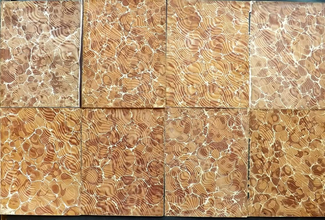 Old Paper, Bookbinding C1890 Set of 8 Marble End Papers (1 of 2)
