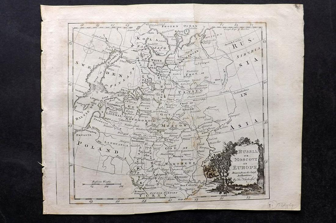 Guthrie & Kitchin 1782 Map. Russia or Moscovy in Europe (1 of 2)