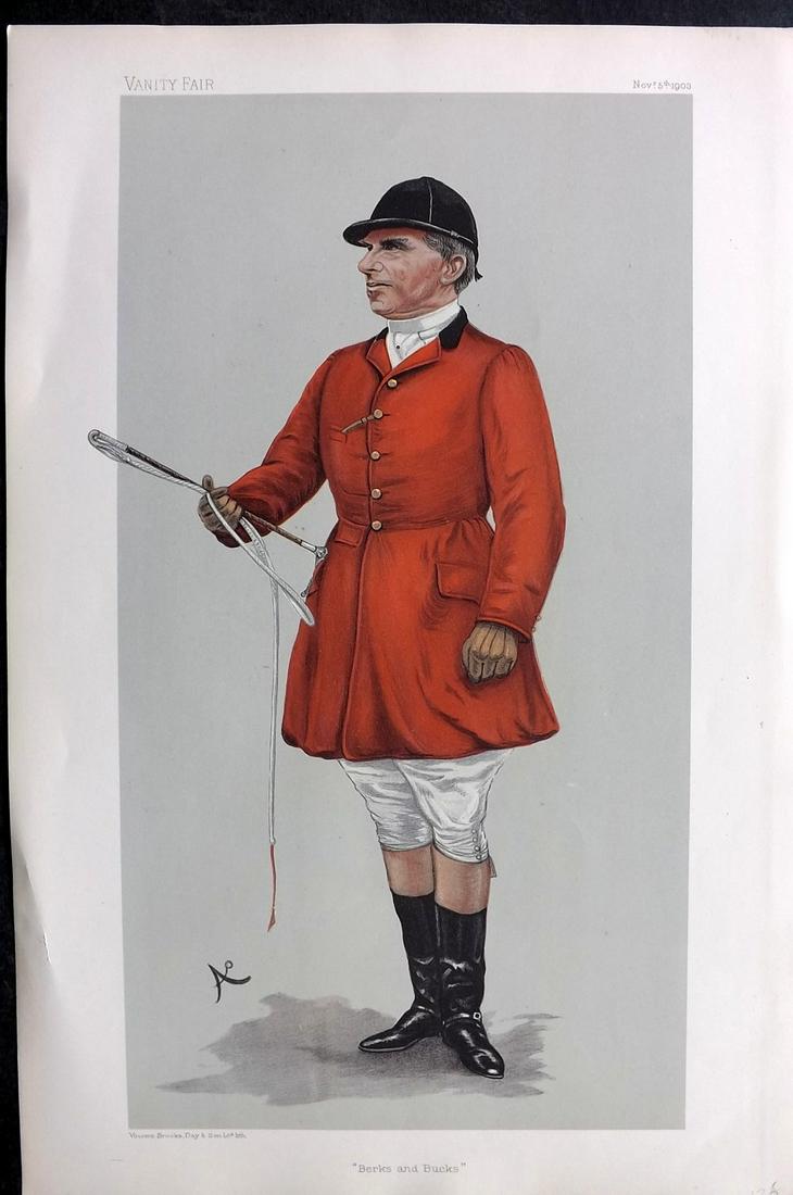 Vanity Fair Print 1903 Robert Rodney Wilmot, Foxhunter: Chromolithograph Published 1869-1914, London for "Vanity Fair" Paper Size: 15 x 10 inch (38 x 25cm) Good Condition