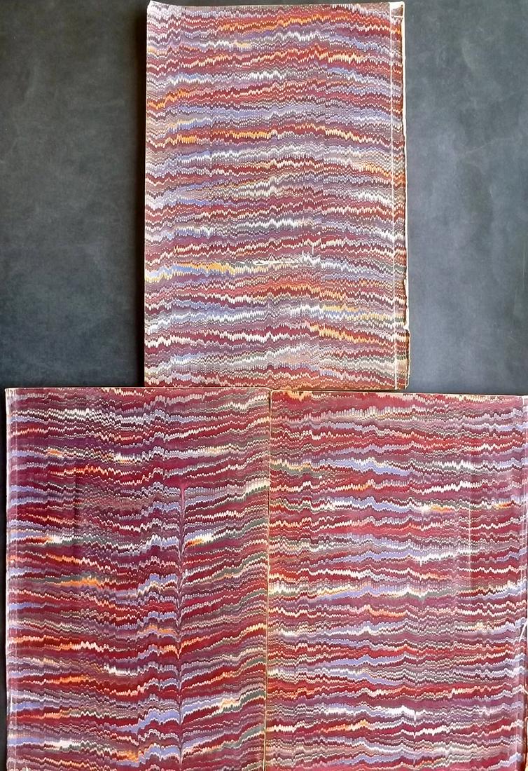 Old Paper, Bookbinding 19th Cent. Set of 3 Marble End Papers (1 of 2)