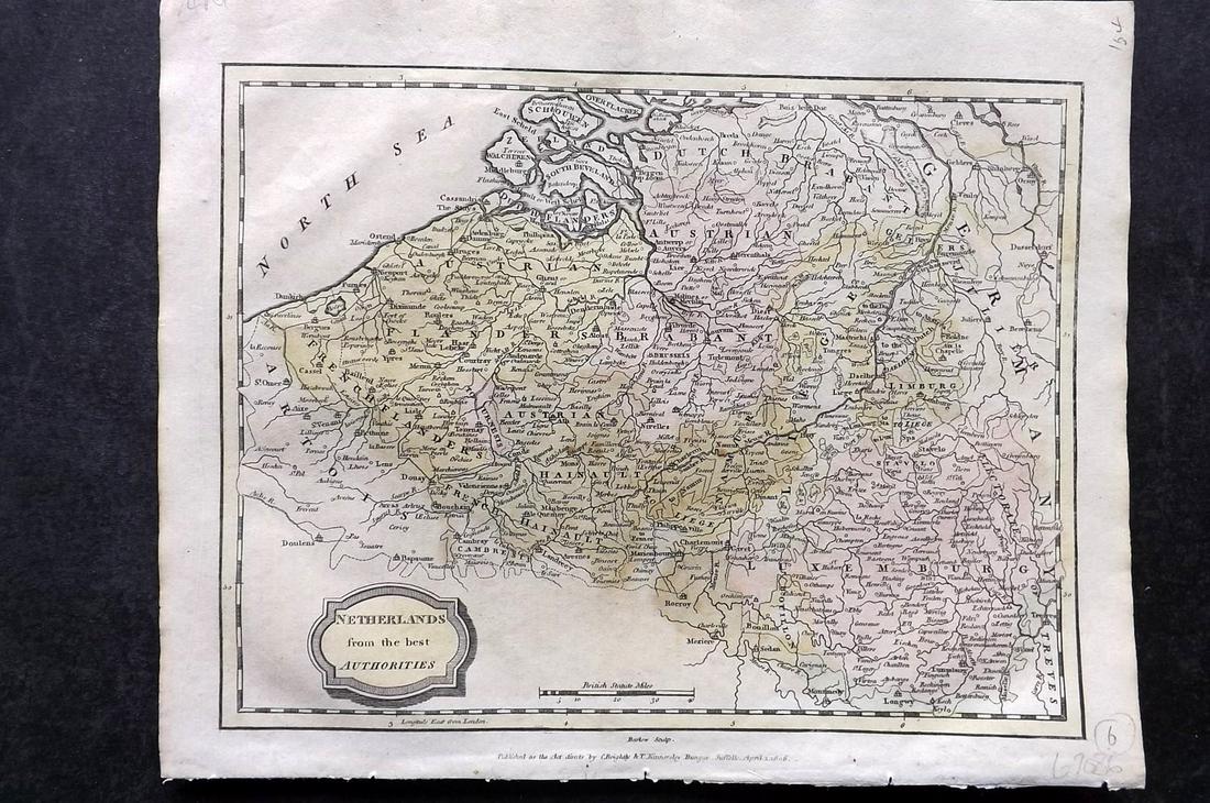 Barclay, James 1812 Hand Col Map. Netherlands: Hand Colored Copper Engraved Map Published 1812-13 by Brightly & Childs, Bungay for "A Complete and Universal Dictionary of the English Language..." by the Rev. James Barclay. Paper Size: 10.5 x 8 inc