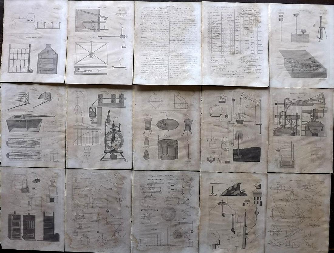 Russell, S. (Pub) 1806 Lot of 5 Science & Tech Prints: Copper Plates Published 1806, Manchester for "The British Encyclopaedia" by Various. Paper Size: 10 x 8 inch (26 x 21cm) Heavy toning and staining