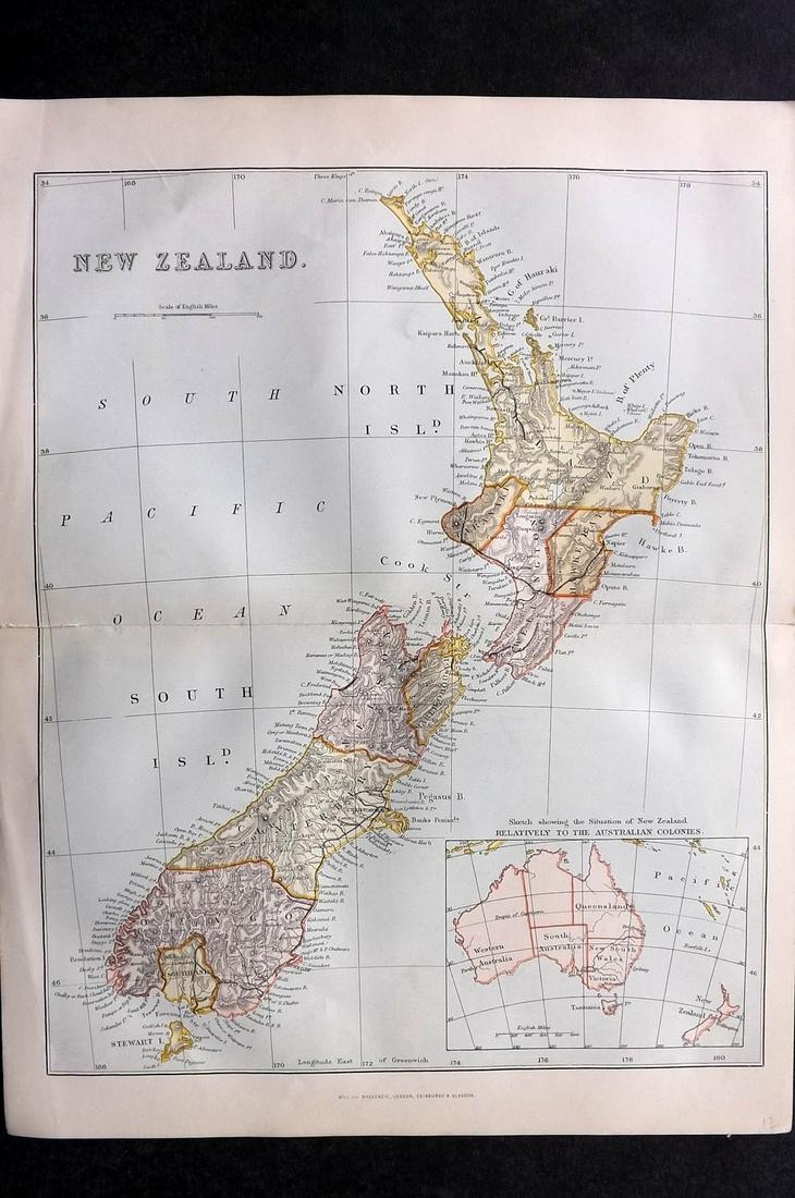 National Encyclopedia 1891 Map of New Zealand (1 of 2)