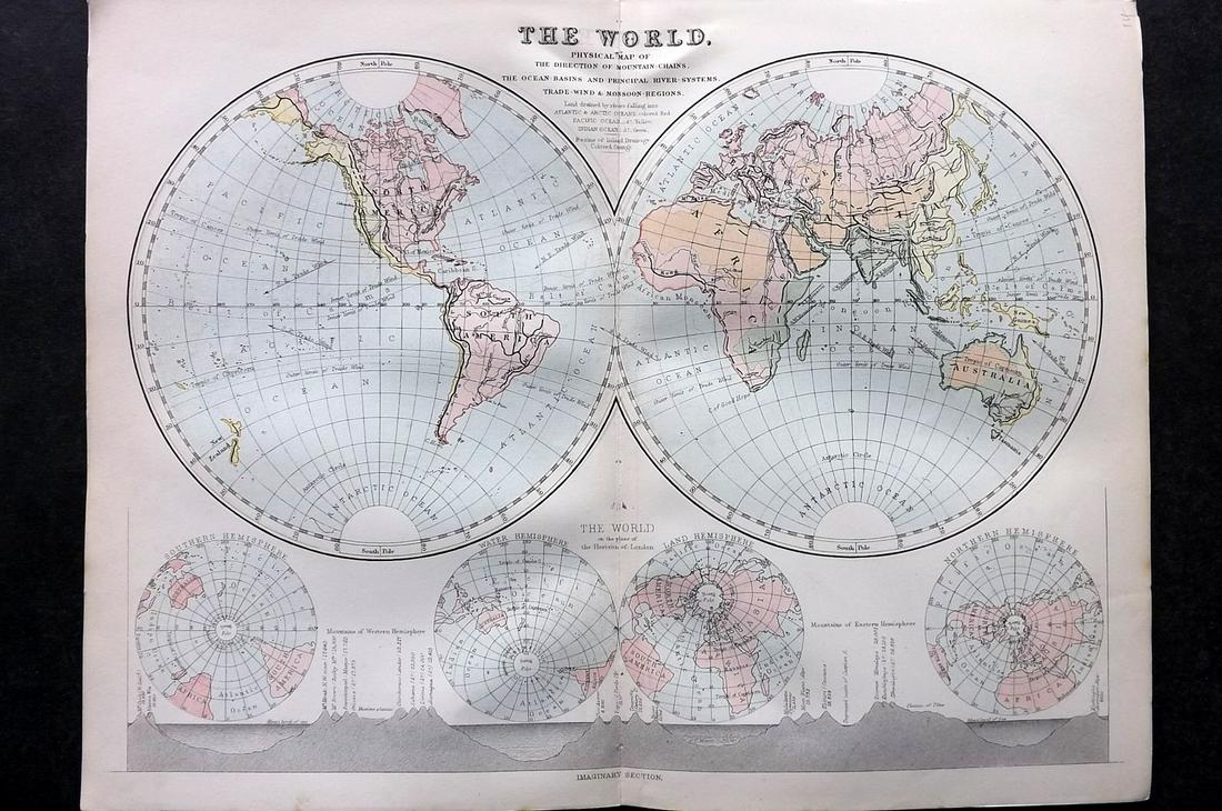 National Encyclopedia 1891 Map of World Hemispheres (1 of 2)