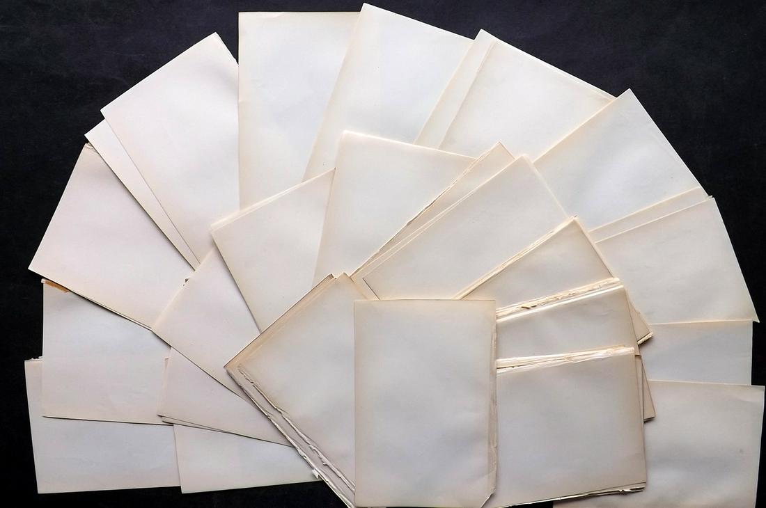 Old Paper, Bookbinding 1860's Lot of 60 Stock Sheets. 8vo: Uniform Stock Paper Sheets, British, 8vo. Made in the 1860's. Paper Size: 7 x 5 inch (18 x 13cm) Good Condition