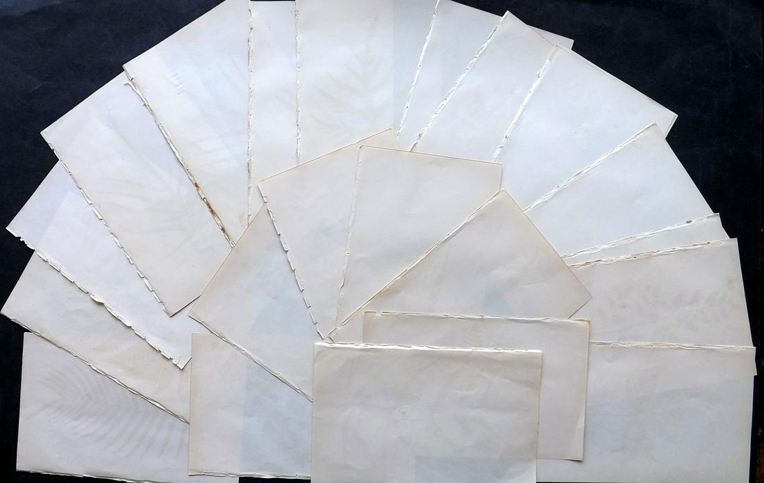Old Paper, Bookbinding C1860 Lot of 23 Stock Sheets. 8vo: Uniform Stock Paper Sheets, British, 8vo. Made in the 1860's. Paper Size: 9.5 x 6 inch (24 x 16cm) Most with light offsetting, otherwise Good Condition