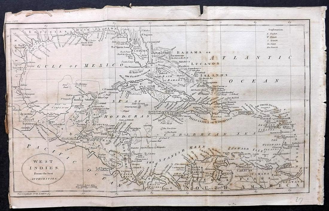 Guthrie, William 1805 Map. West Indies Caribbean (1 of 2)