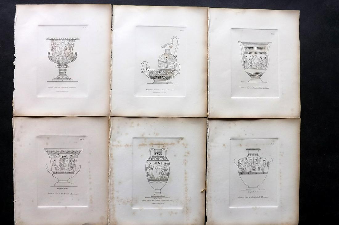 Moses, Henry 1840s Lot of 6 Antique Vase Prints (1 of 2)