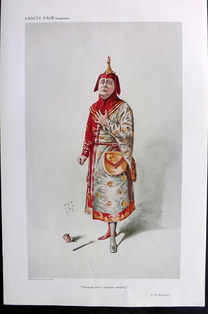 Vanity Fair Print 1910 C. H. Workman, Theatre: Chromolithograph Published 1869-1914, London for "Vanity Fair" Paper Size: 15 x 11 inch (38 x 28cm) Good Condition