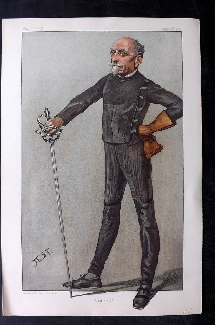 Vanity Fair Print 1903 Alfred Hutton, Sword Fencing: Chromolithograph Published 1869-1914, London for "Vanity Fair" Paper Size: 15 x 11 inch (38 x 28cm) Good Condition