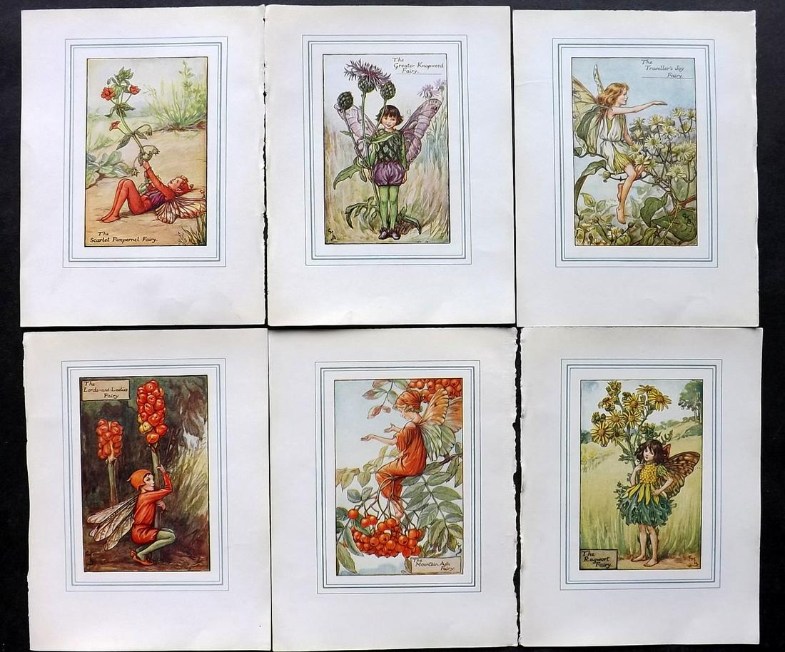 Barker, Cicely Mary C1940 Lot of 6 Flower-Fairy Prints: Lithographs Published C1935-45 by Blackie & Son, London & Glasgow for the "Flower-Fairies" Series by Cicely Mary Barker. Slightly Larger images/paper than usual from "The Book of the Flower Fairies" R