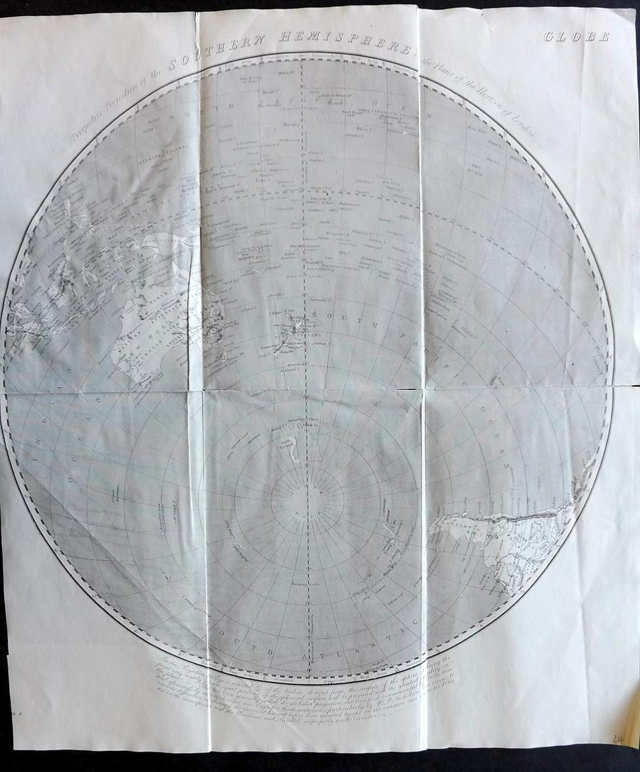 Encylo. Metropolitana C1840 LG Map. Southern Hemisphere: Steel Engraving Published 1817-45, London for "Encyclopaedia Metropolitana" by Samuel Taylor Coleridge el al. Paper Size: 10.5 x 8 inch (27 x 21cm) Several tears present, some closed.