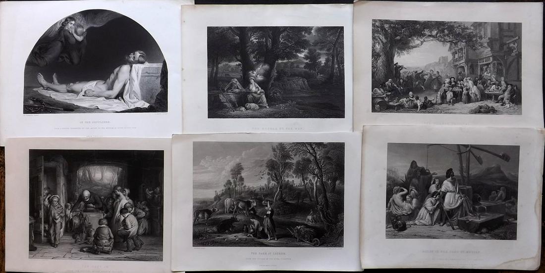 Art Journal C1850 Lot of 6 Steel Engravings: Steel Engravings Published 1849-1912 George Virtue & Co, London for "The Art Journal" Paper Size: 13 x 9.5 inch (33 x 24cm) Approx. Minor margin faults in parts, images fine