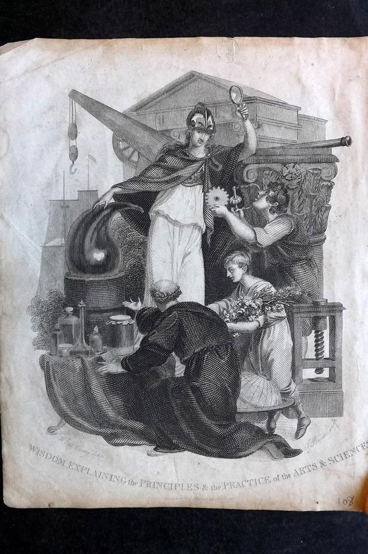 Barclay, James 1813 Print. Frontis. Britannia & Globe: Copper Plate Published 1812-13 by Brightly & Childs, Bungay for "A Complete and Universal Dictionary of the English Language..." by the Rev. James Barclay. Outline hand colour as issued. Most maps Eng