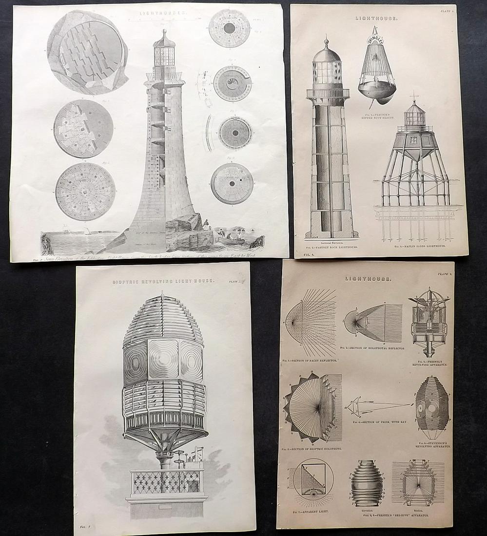 Nat. Ency. 1891 Lot of 4 Prints. Lighthouse: Woodblocks Published 1891-1901 by William Mackenzie, London for "The National Encyclopedia: A dictionary of Universal Knowledge" Paper Size: Up to 10 x 9.5 inch (25 x 24cm) Good Condition