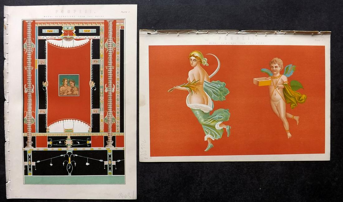 Nat. Ency. 1891 Pair of Prints. Pompeii Mural Paintings: Chromolithographs Published 1891-1901 by William Mackenzie, London for "The National Encyclopedia: A dictionary of Universal Knowledge" Paper Size: 9.5 x 6 inch (24 x 16cm) Good Condition