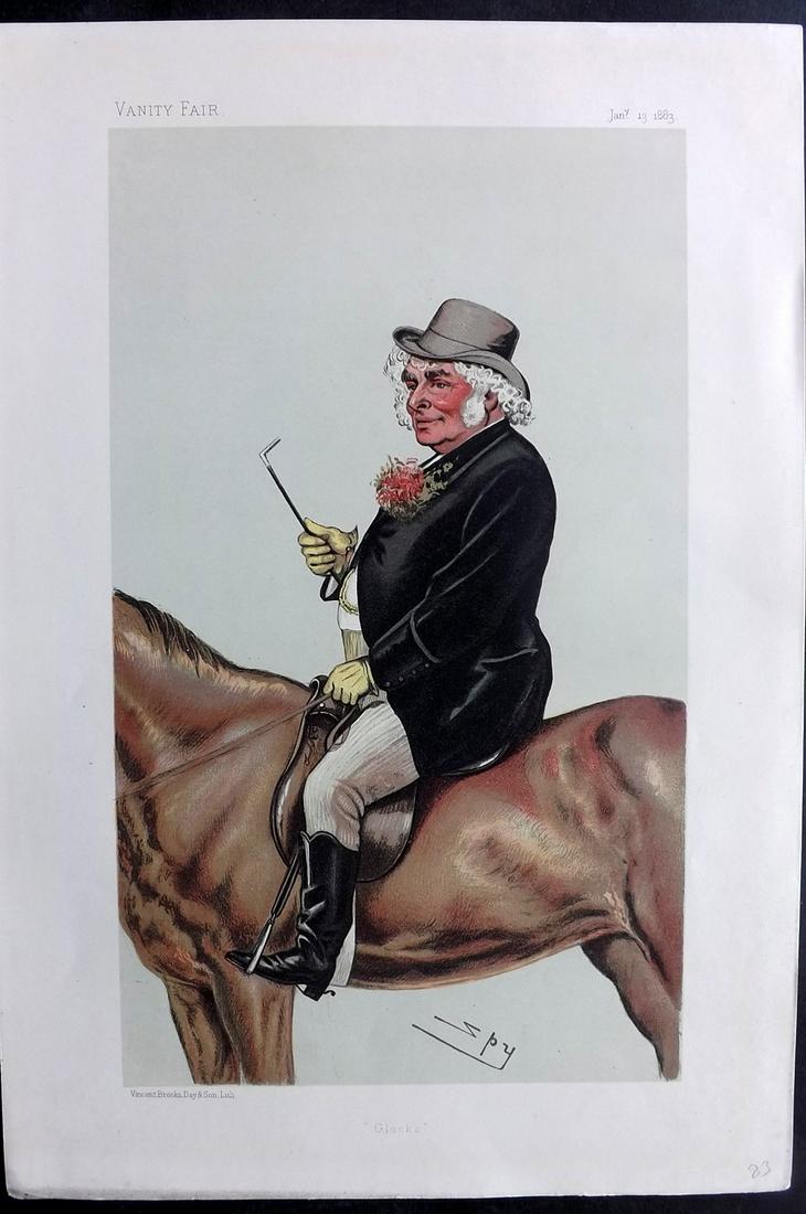 Vanity Fair Print 1883 John Bennett on Horse: Chromolithograph with accompanying Bio Text Published 1869-1914, London for "Vanity Fair" Paper Size: 15 x 10 inch (38 x 26cm) Good Condition