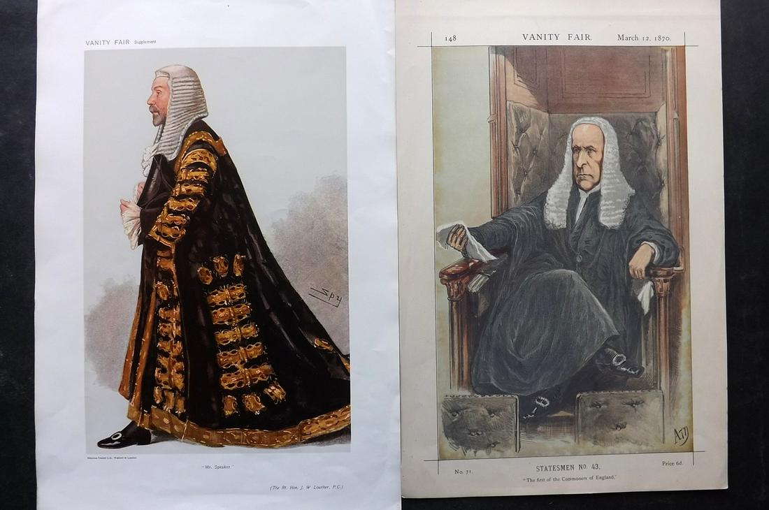 Vanity Fair Print 1870-C1910 Pair of Speakers of the House: Chromolithograph Published 1869-1914, London for "Vanity Fair" Paper Size: 15 x 10 inch (38 x 26cm) Good Condition