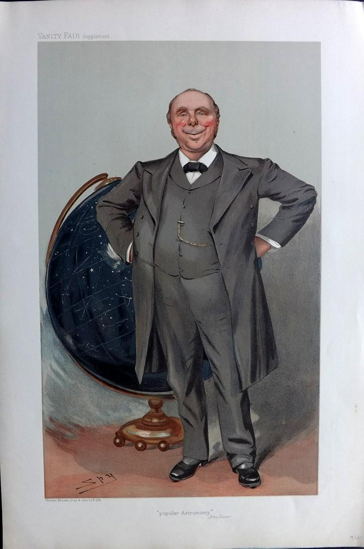 Vanity Fair Print 1905 Robert Ball, Astronomy Globe: Chromolithograph Published 1869-1914, London for "Vanity Fair" Paper Size: 15 x 10 inch (38 x 26cm) Good Condition