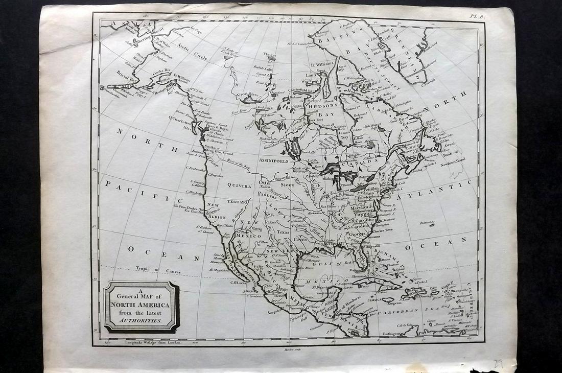 Kearsley (Pub) 1802 Map. North America. USA Canada (1 of 2)